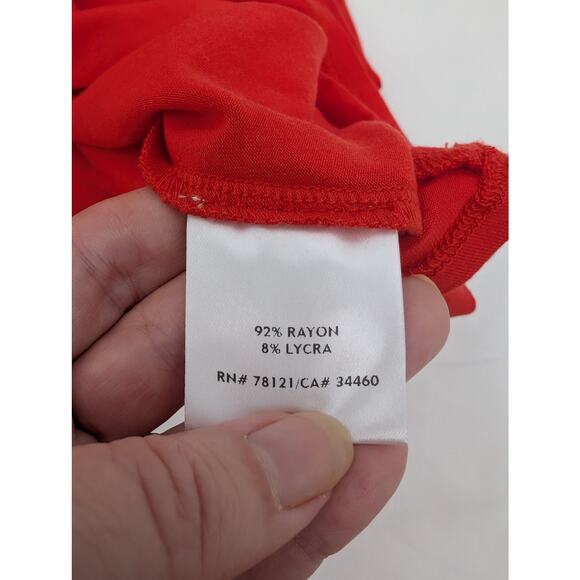 Eileen Fisher Red Pink Colorblock Cut-Out Jersey Knit Shift Dress PS Career - Picture 7 of 8